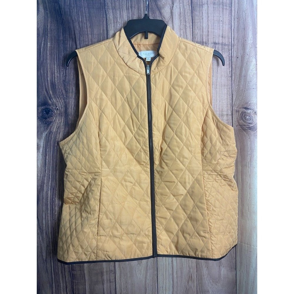 Talbots Vest Women’s XL Yellow Quilted Zipper Up 2 Pockets